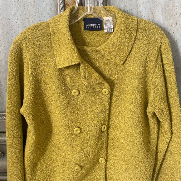 Liz Claiborne Double Breasted Mustard Sweater - Picture 5 of 11
